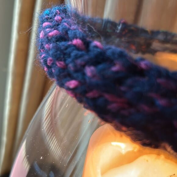 Hand Crafted stretch 100% wool headband turquoise green mocha pink navy Medium Hand Crafted stretch 100% wool headband turquoise green  main image 3